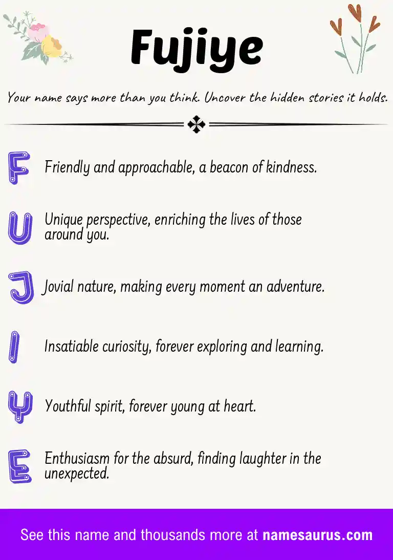 Acrostic poem about Fujiye.