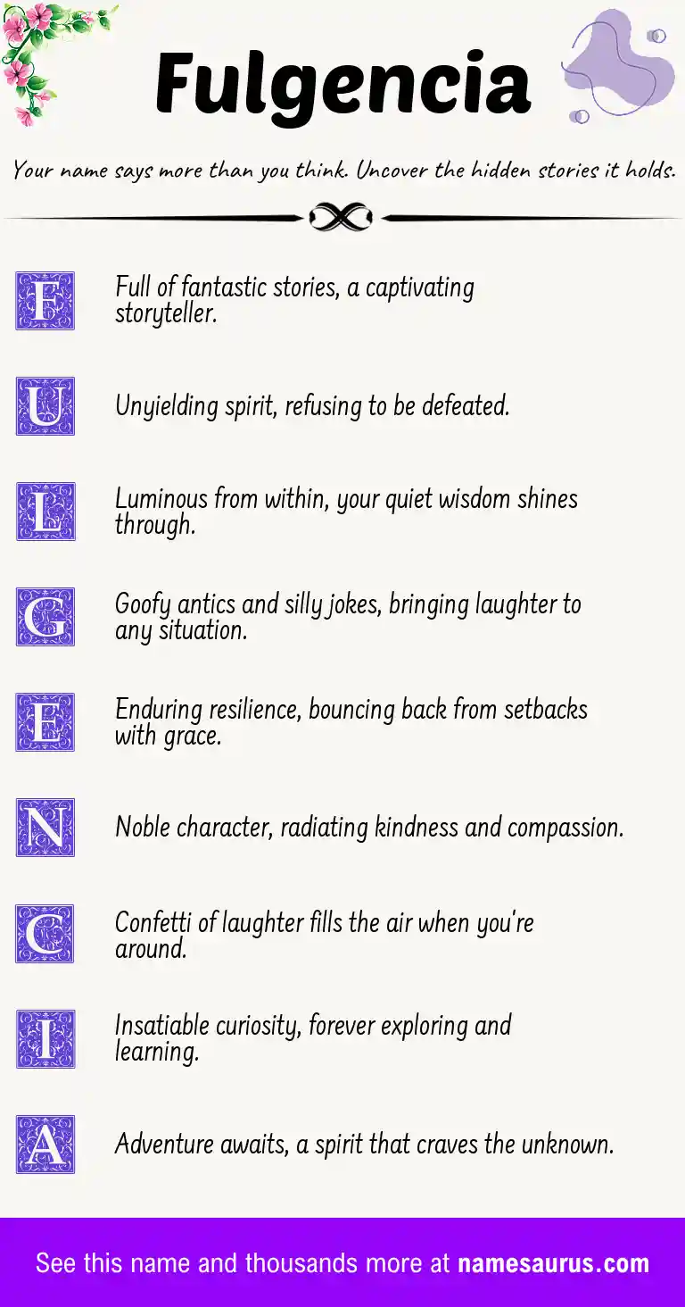 Acrostic poem about Fulgencia.