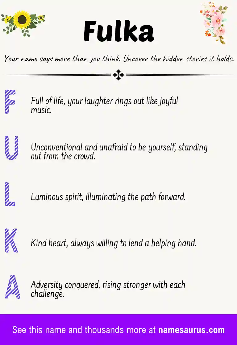 Acrostic poem about Fulka.