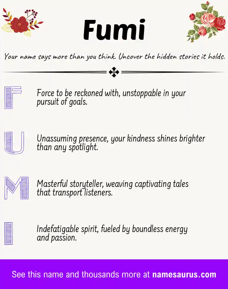 Acrostic poem about Fumi.
