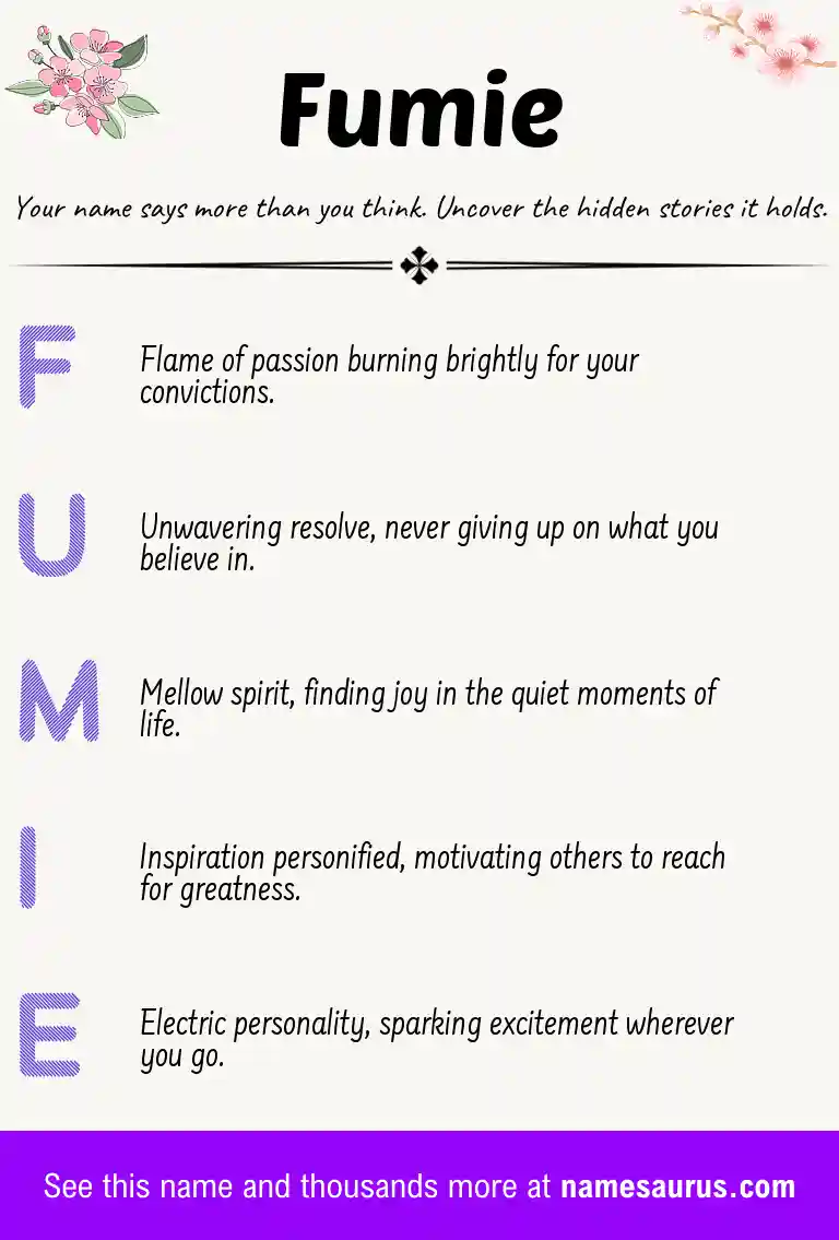 Acrostic poem about Fumie.