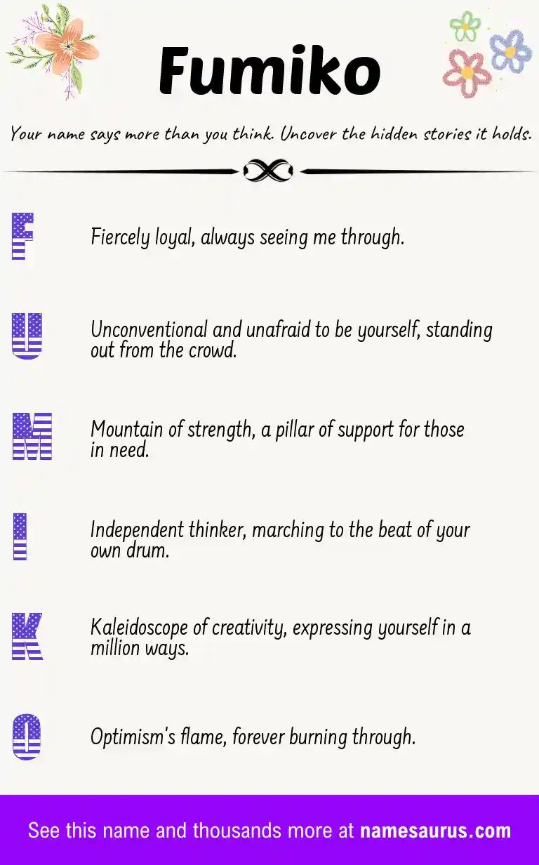 Acrostic poem about Fumiko.