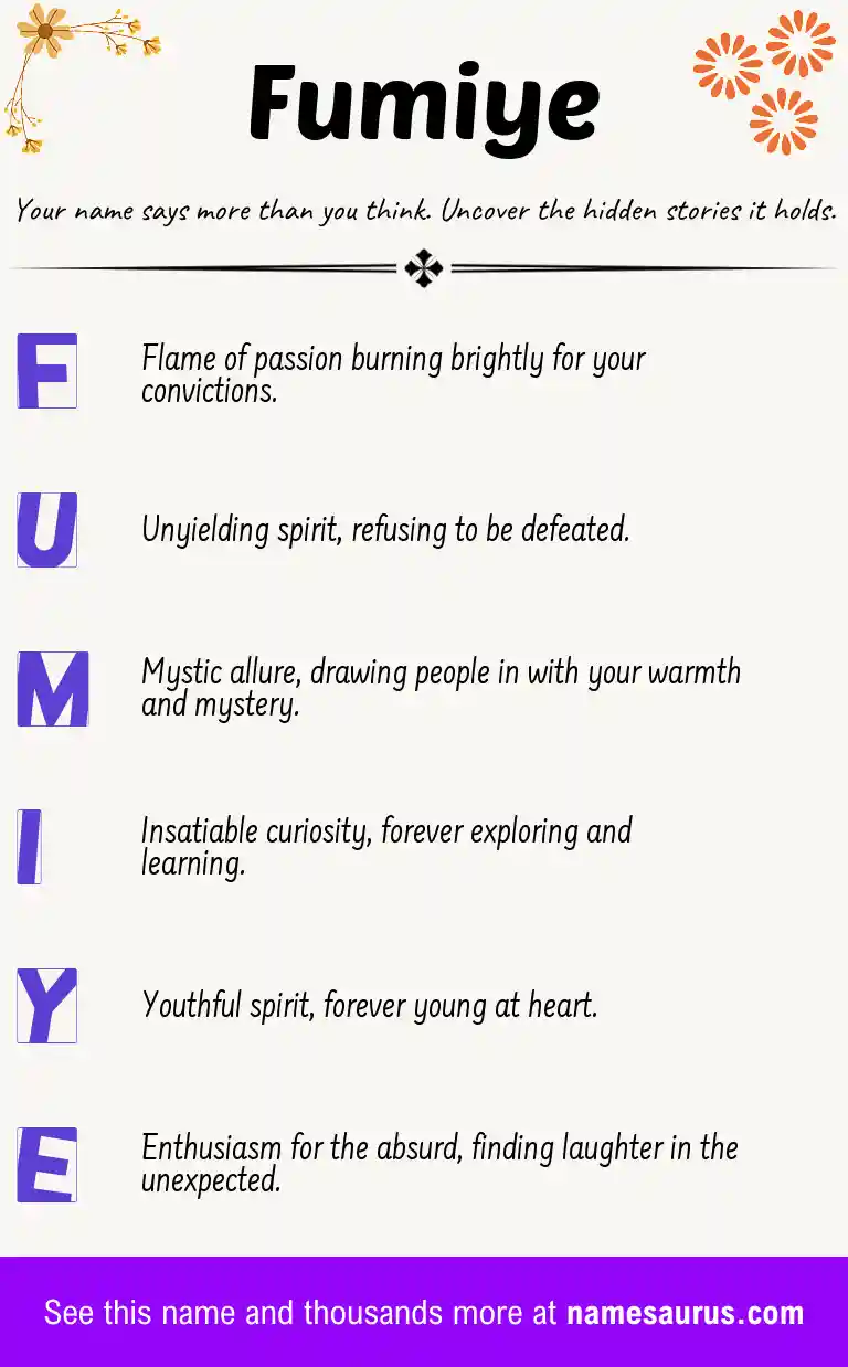 Acrostic poem about Fumiye.