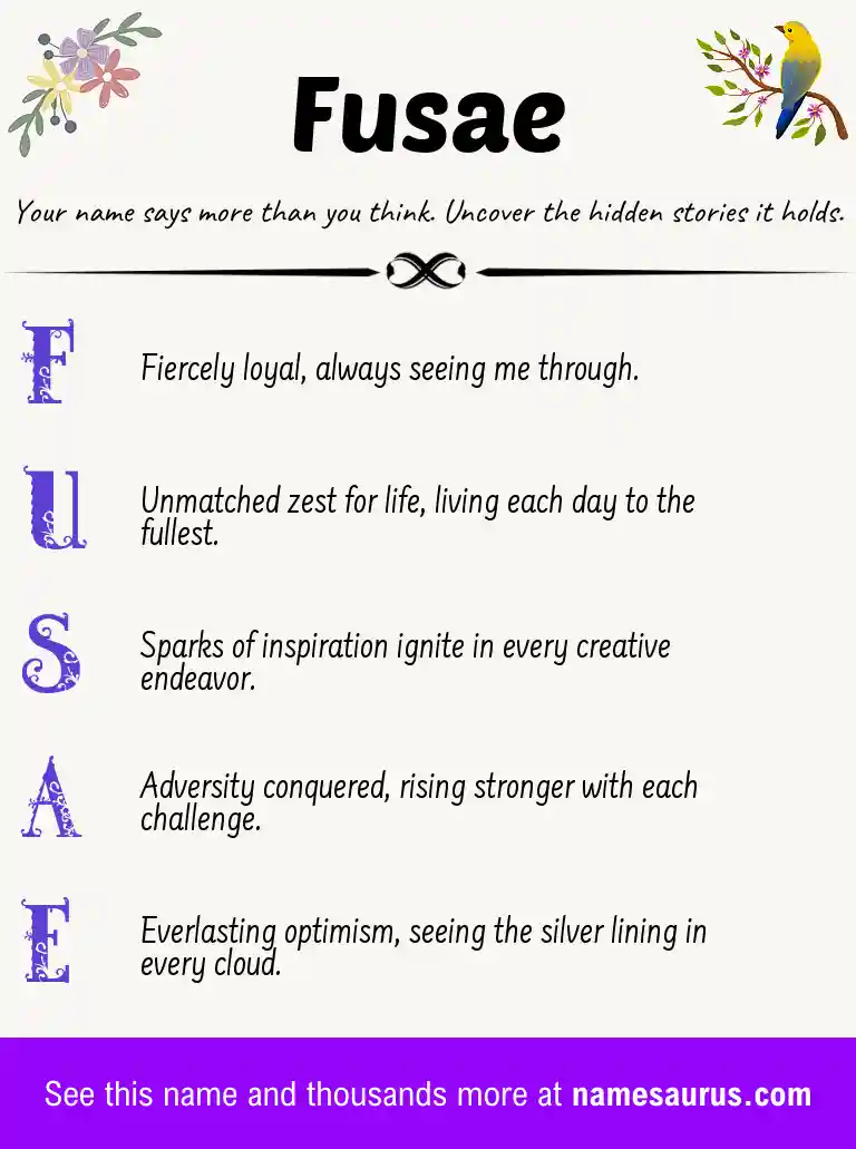 Acrostic poem about Fusae.