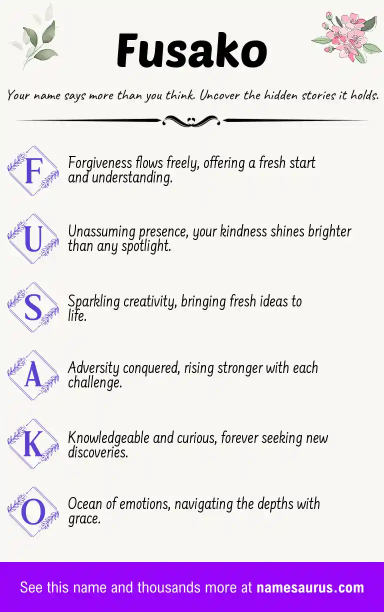 Acrostic poem about Fusako.
