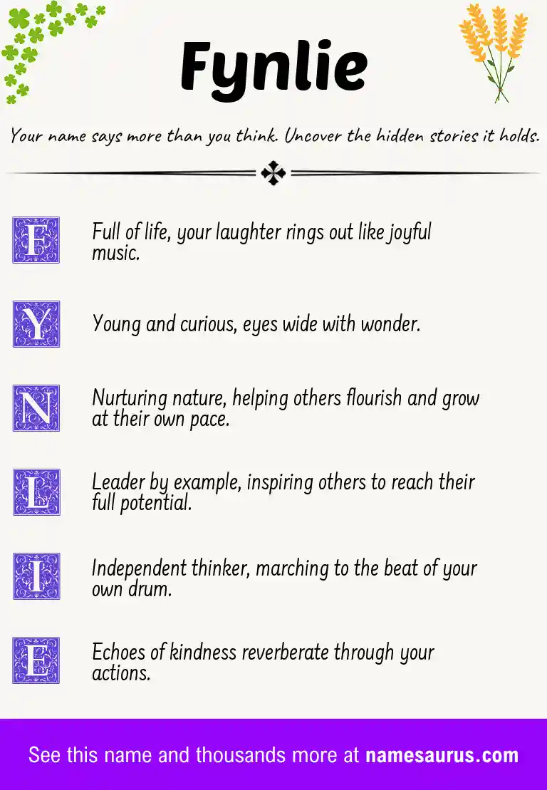 Acrostic poem about Fynlie.