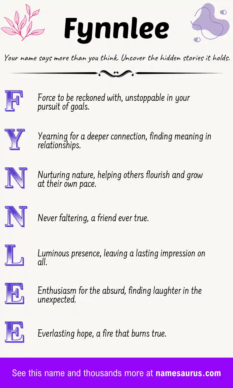 Acrostic poem about Fynnlee.