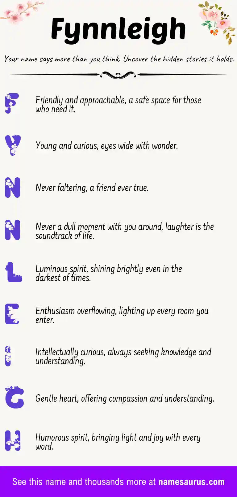Acrostic poem about Fynnleigh.