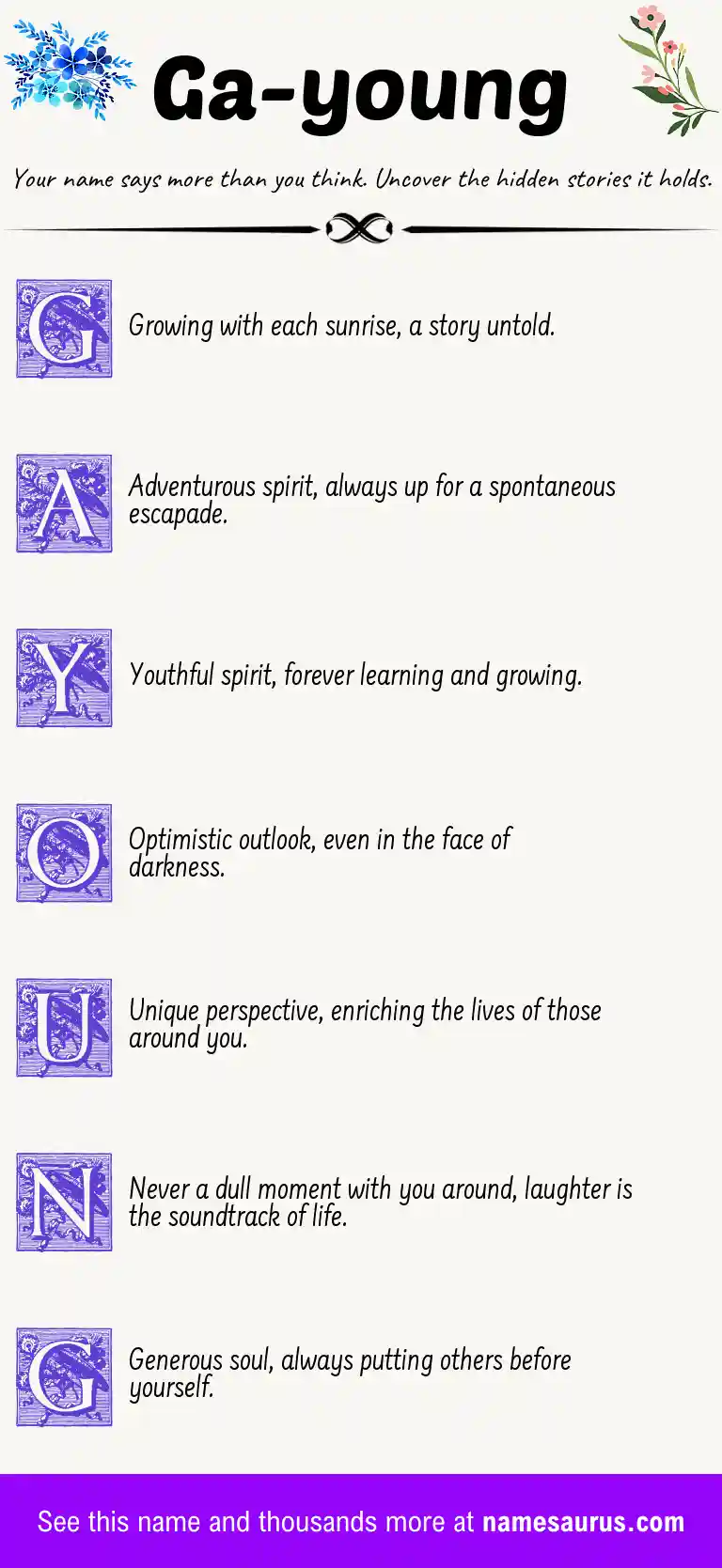 Acrostic poem about Ga-young.