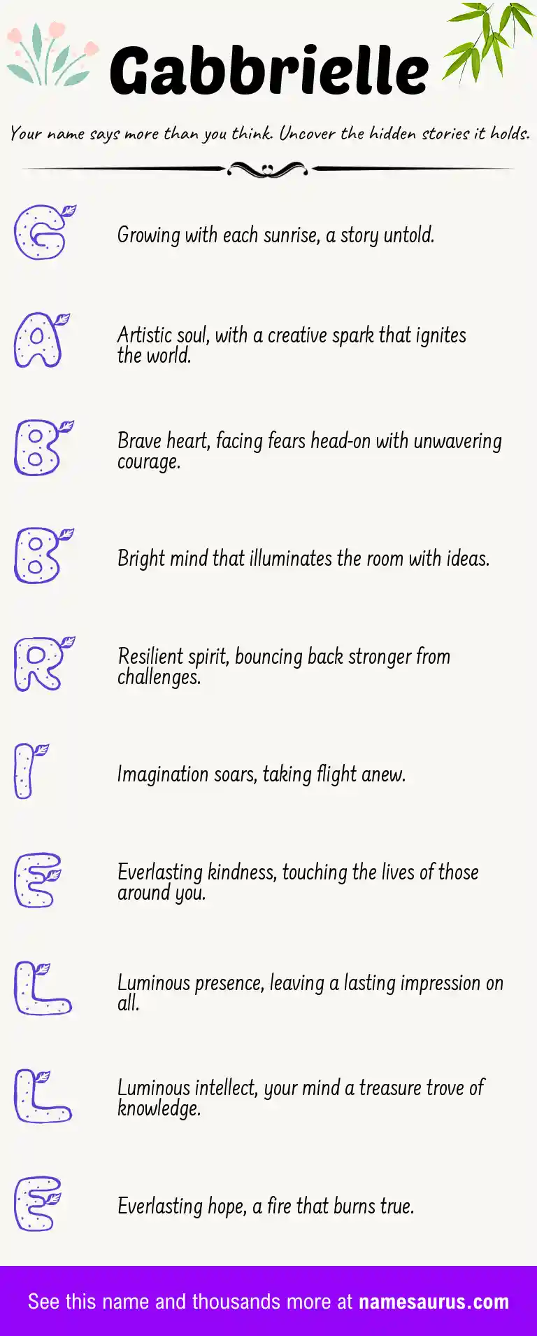 Acrostic poem about Gabbrielle.
