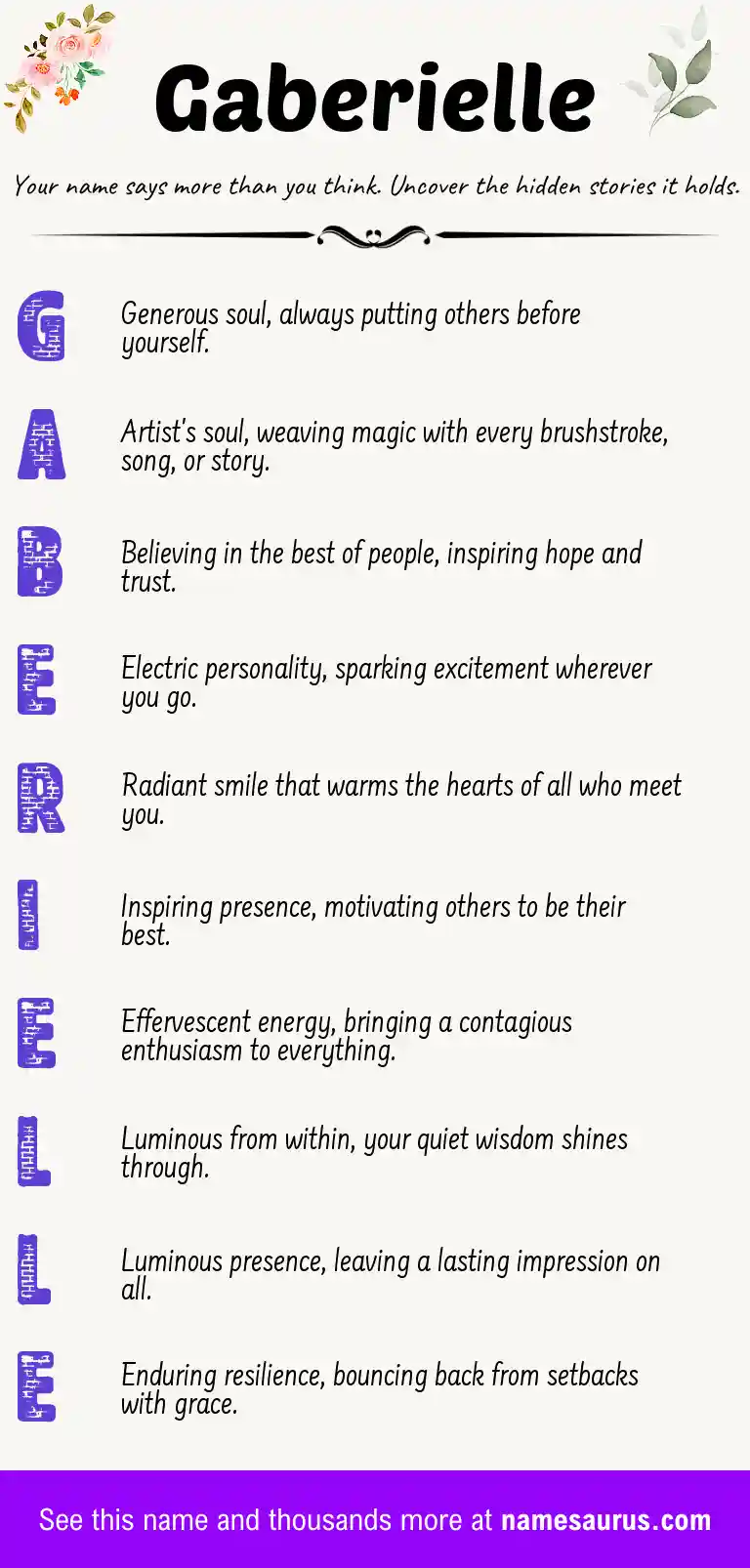 Acrostic poem about Gaberielle.