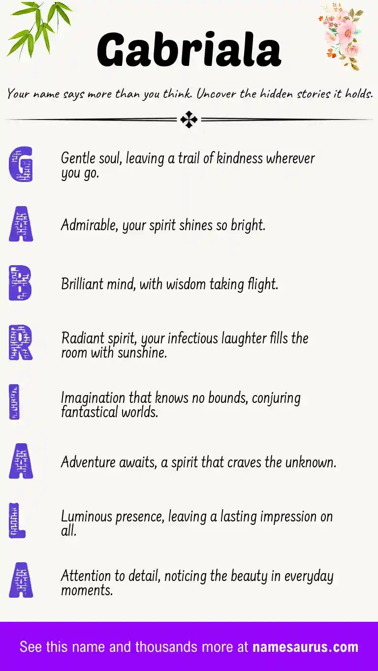 Acrostic poem about Gabriala.