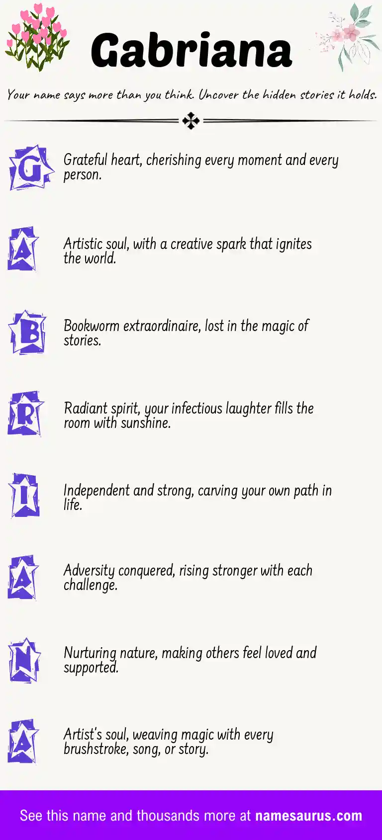 Acrostic poem about Gabriana.
