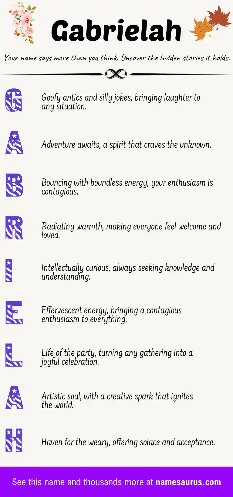 Acrostic poem about Gabrielah.