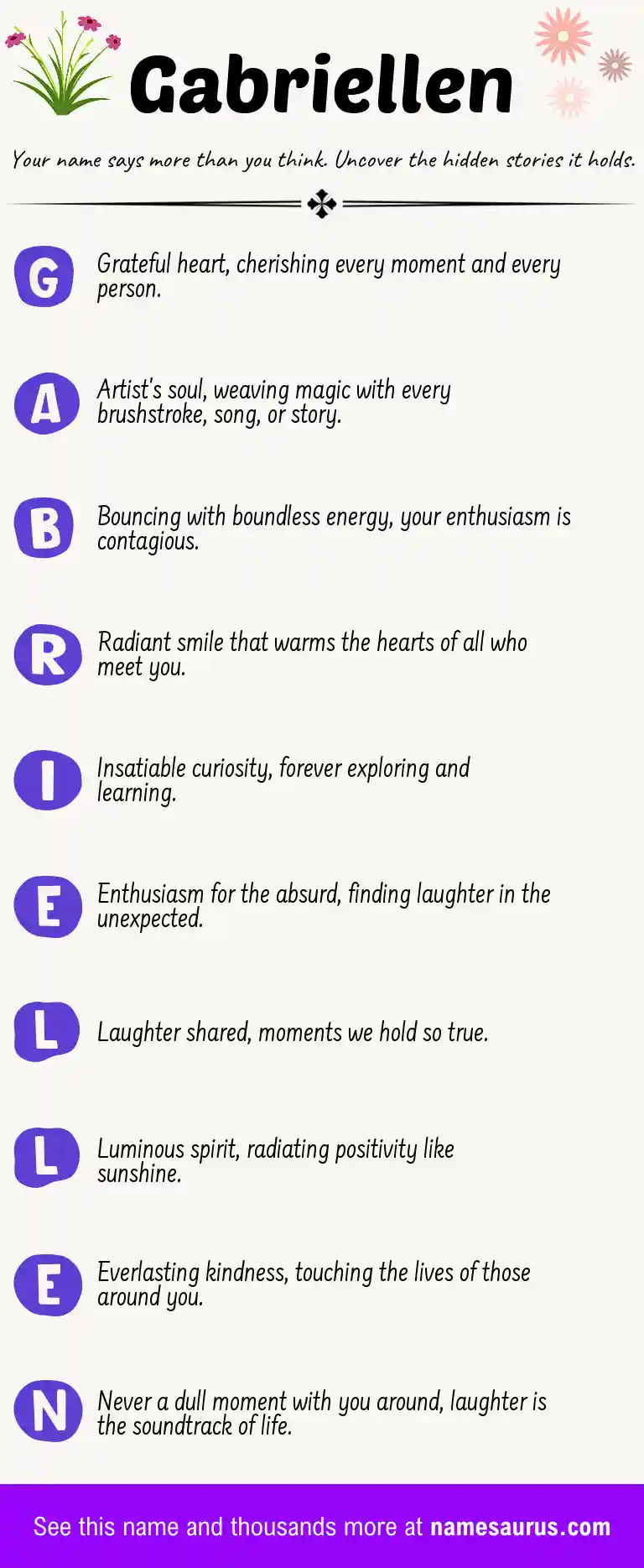 Acrostic poem about Gabriellen.