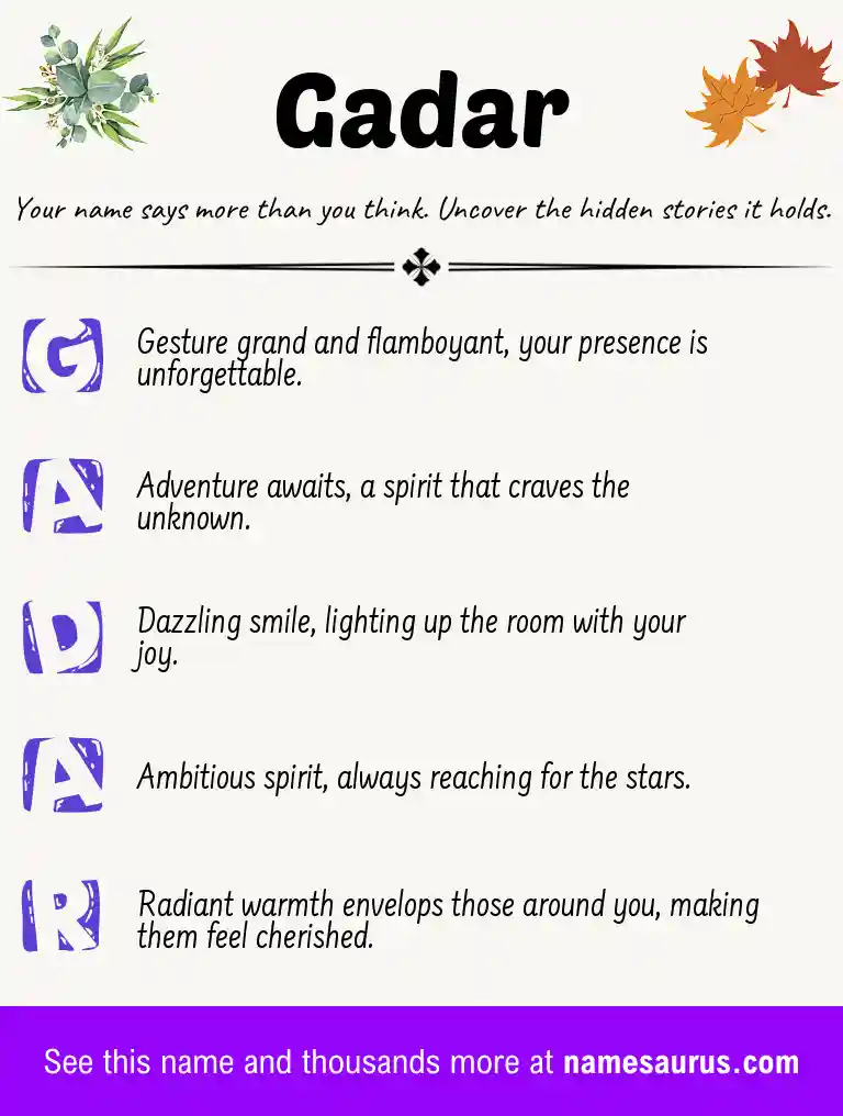 Acrostic poem about Gadar.