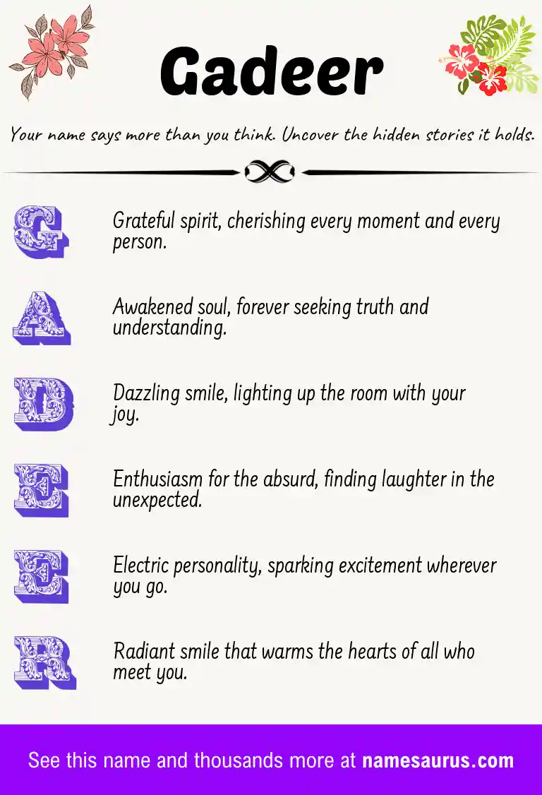 Acrostic poem about Gadeer.