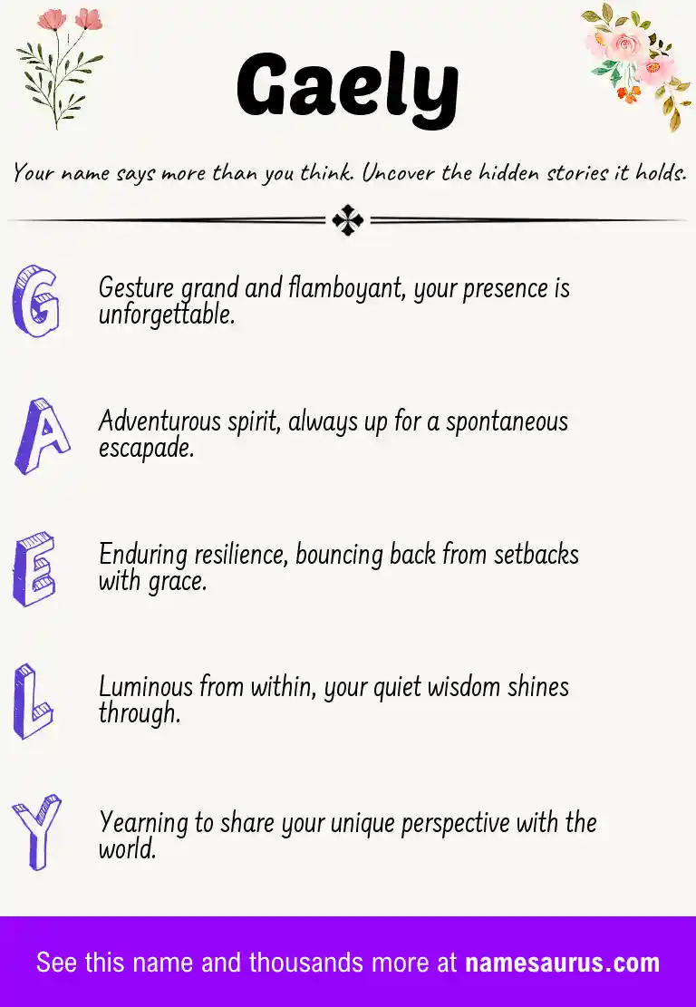 Acrostic poem about Gaely.