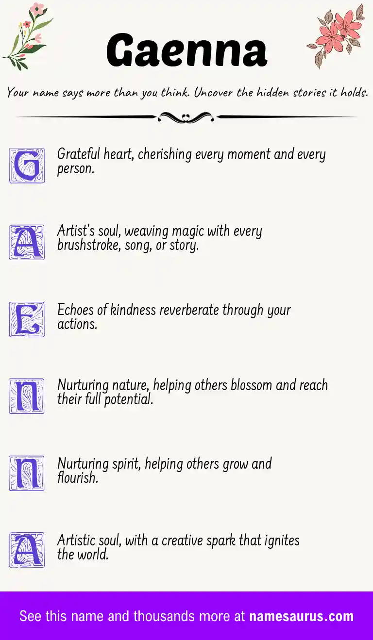 Acrostic poem about Gaenna.