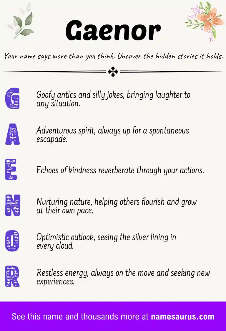 Acrostic poem about Gaenor.