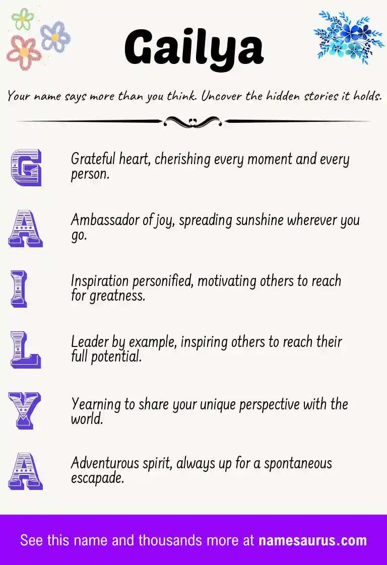 Acrostic poem about Gailya.