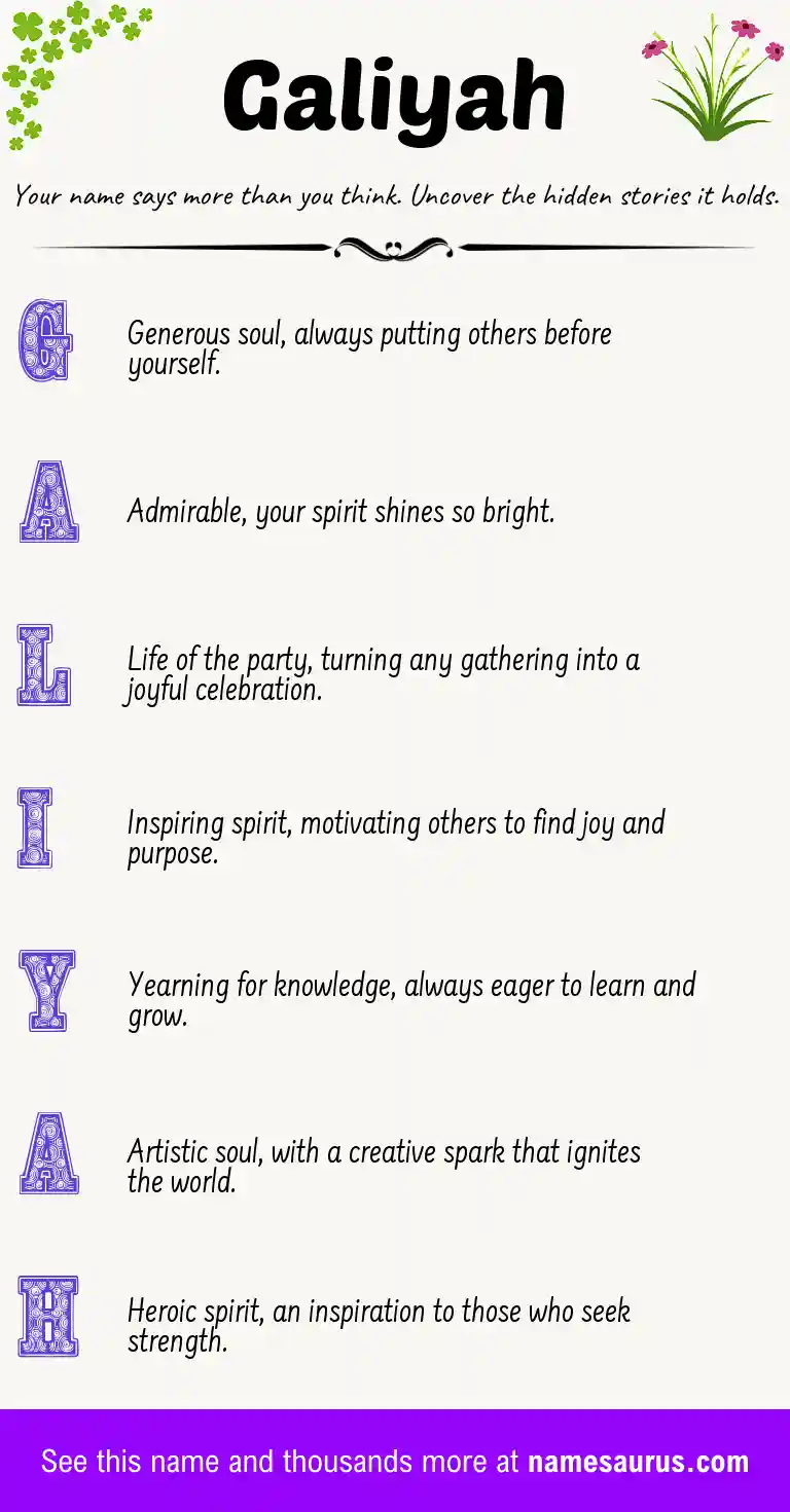 Acrostic poem about Galiyah.