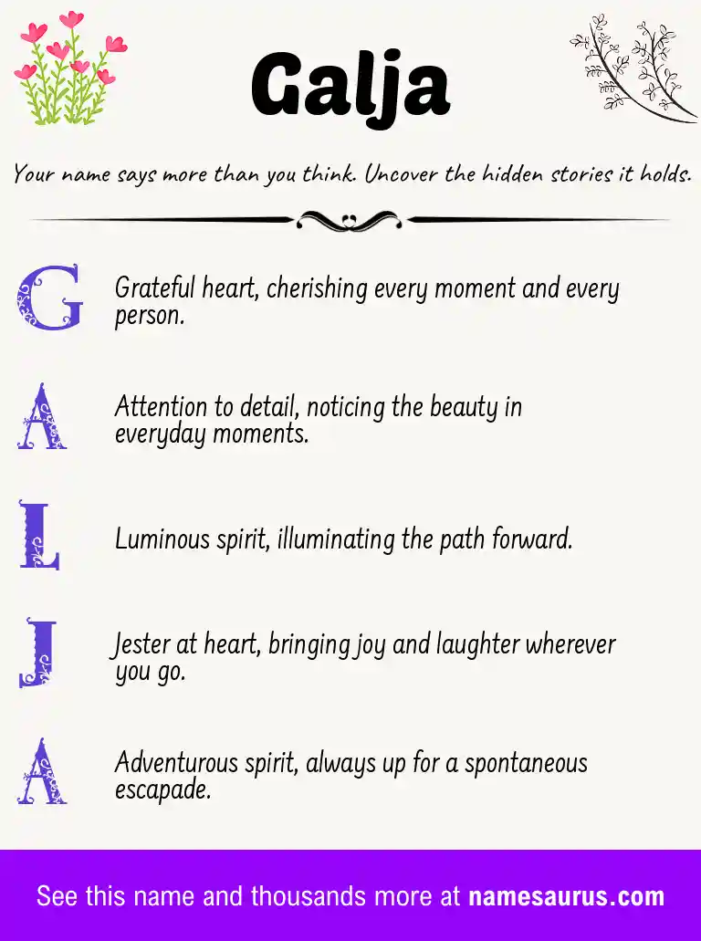 Acrostic poem about Galja.