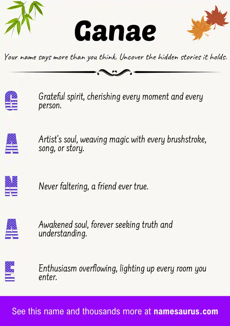 Acrostic poem about Ganae.