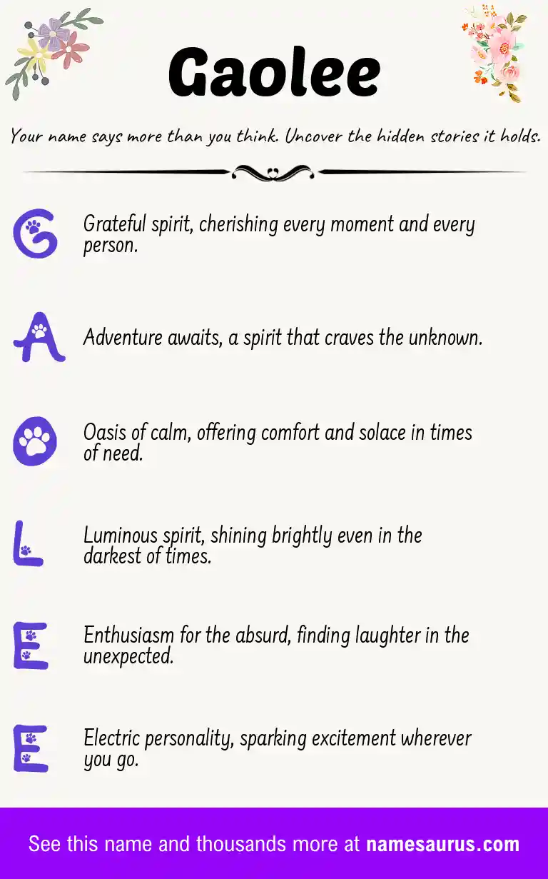 Acrostic poem about Gaolee.