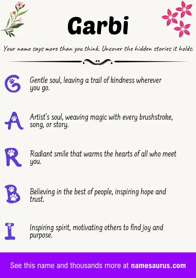 Acrostic poem about Garbi.
