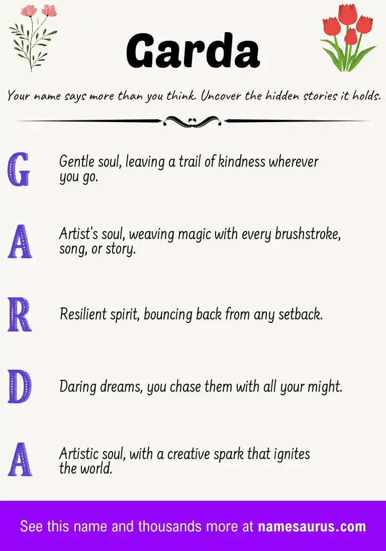 Acrostic poem about Garda.