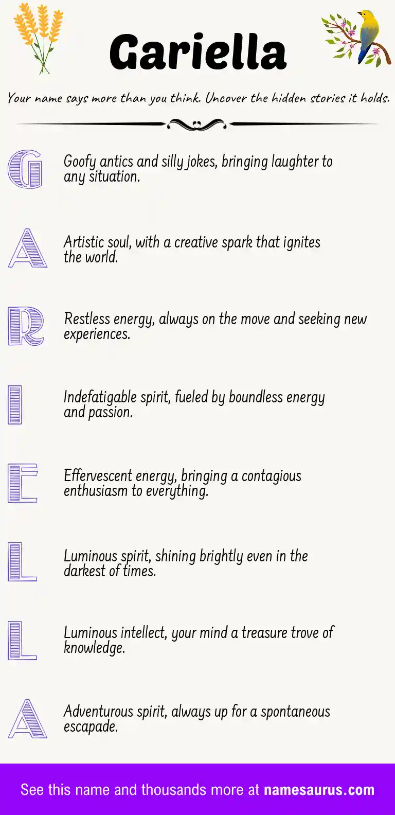 Acrostic poem about Gariella.