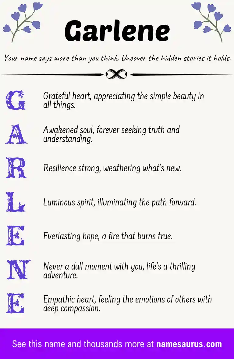 Acrostic poem about Garlene.