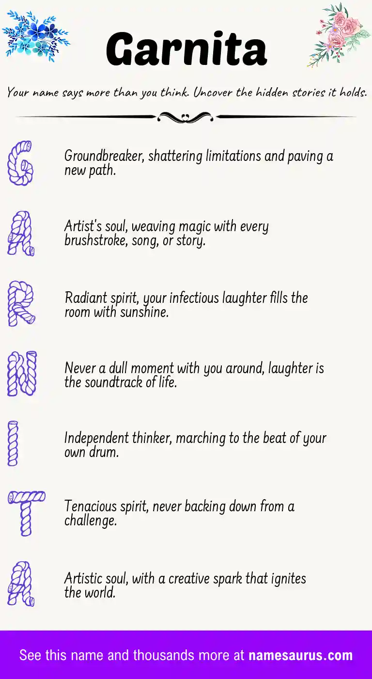 Acrostic poem about Garnita.