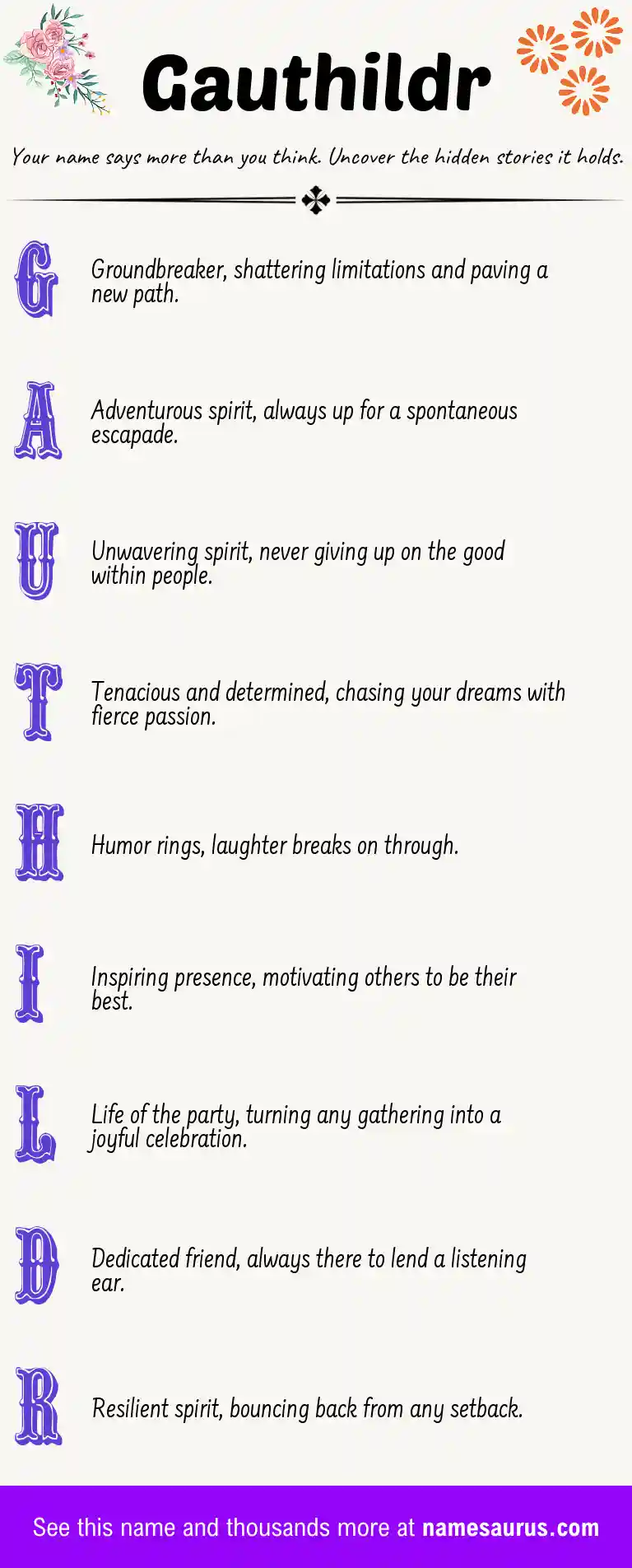 Acrostic poem about Gauthildr.