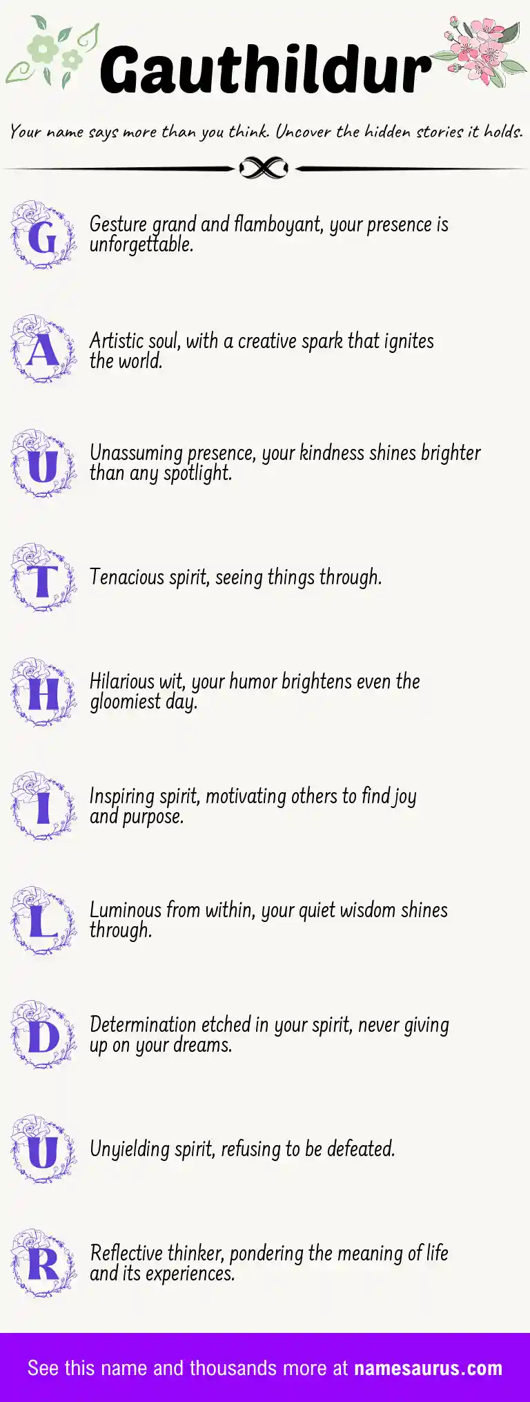 Acrostic poem about Gauthildur.
