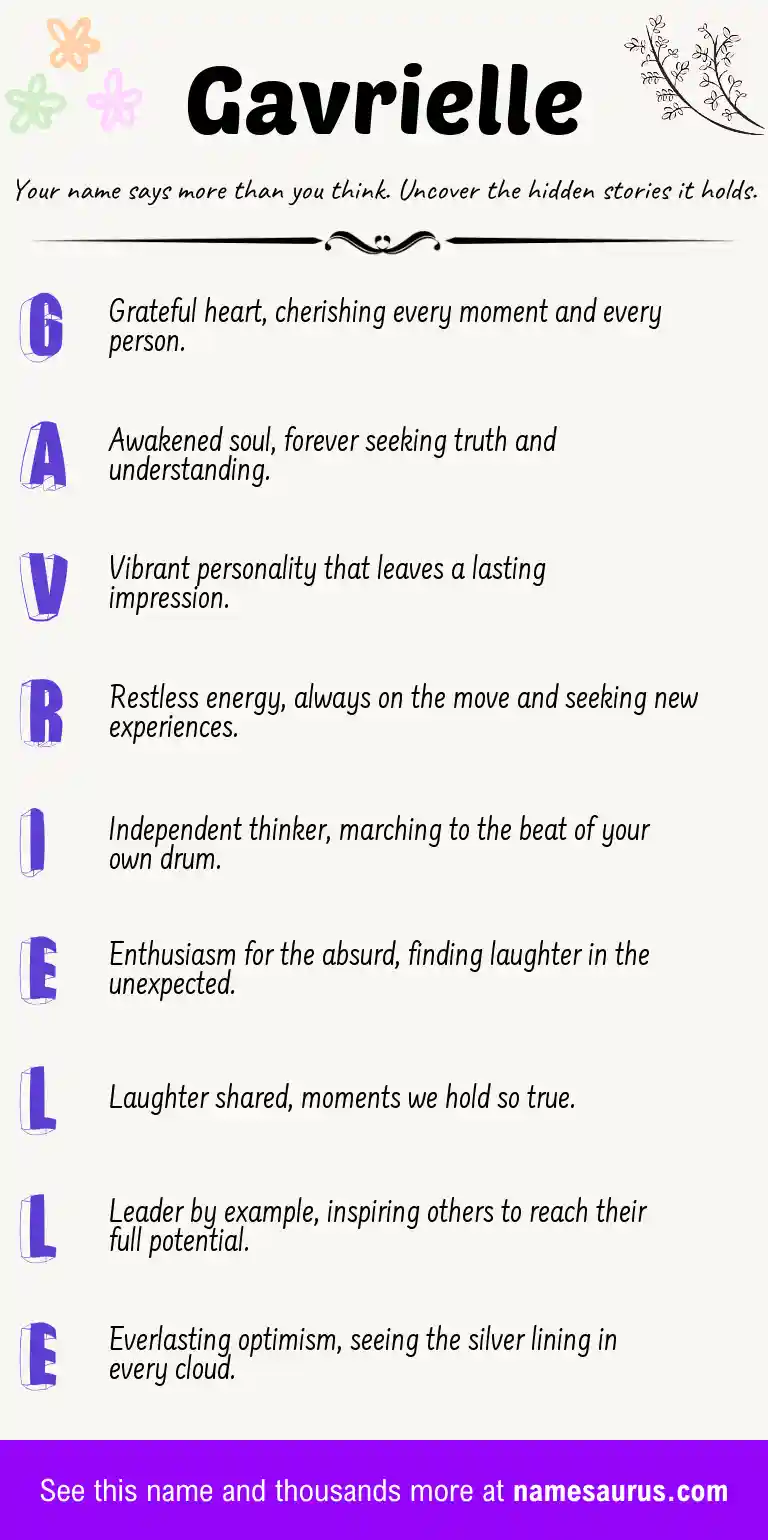 Acrostic poem about Gavrielle.