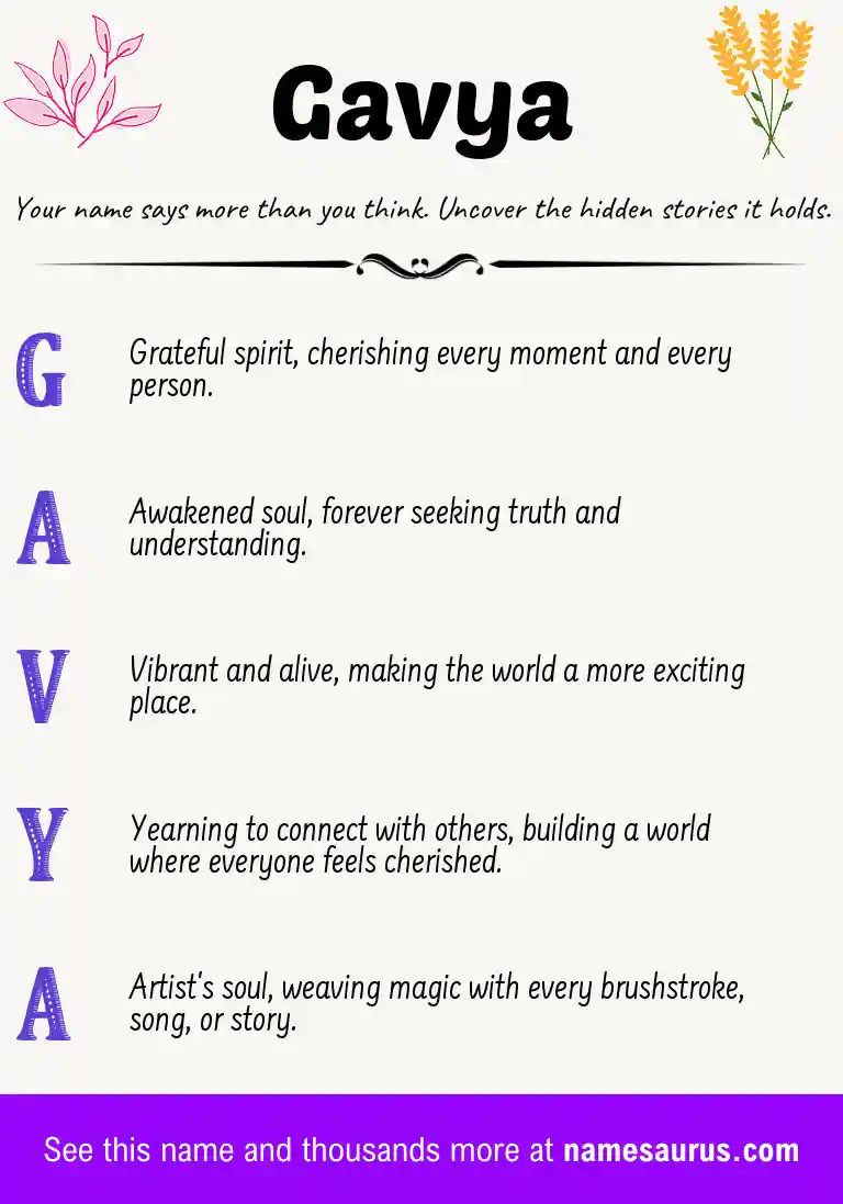 Acrostic poem about Gavya.