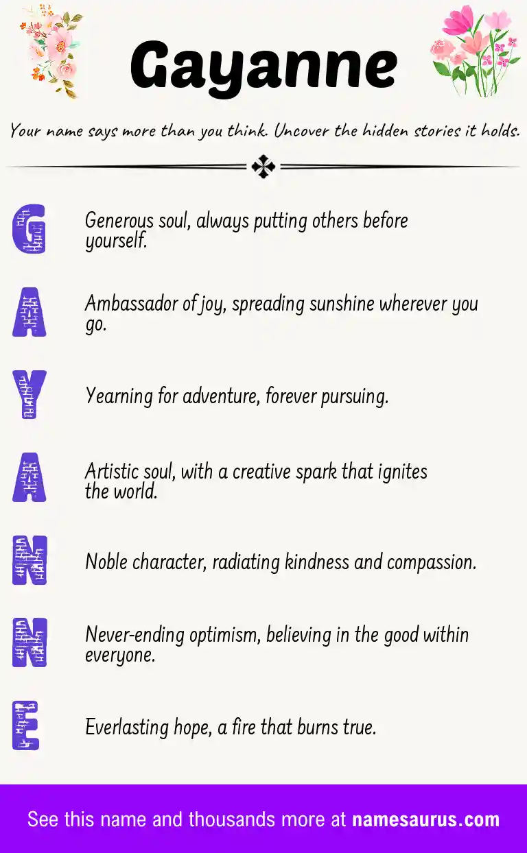 Acrostic poem about Gayanne.
