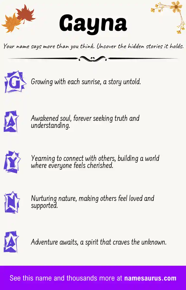 Acrostic poem about Gayna.