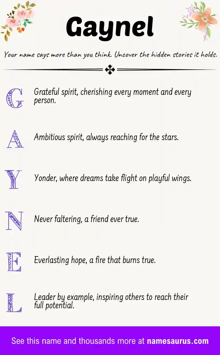 Acrostic poem about Gaynel.