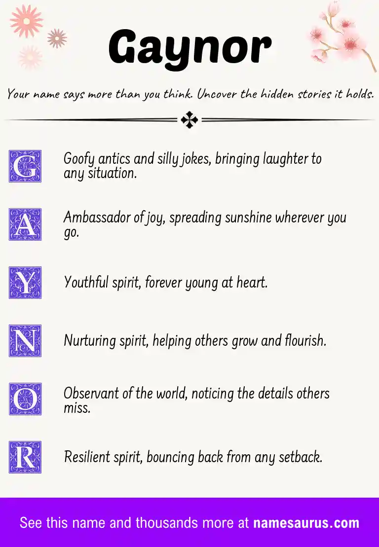 Acrostic poem about Gaynor.