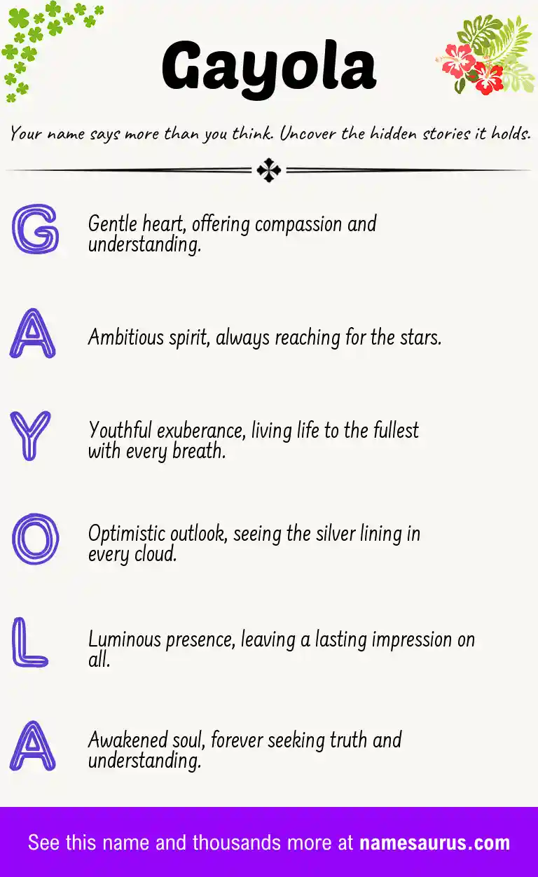 Acrostic poem about Gayola.