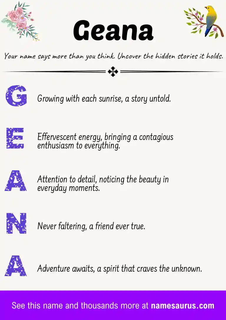 Acrostic poem about Geana.