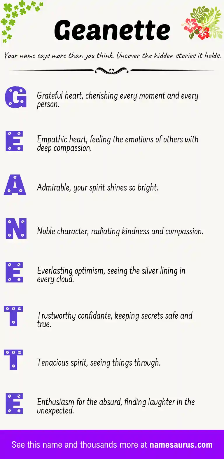 Acrostic poem about Geanette.