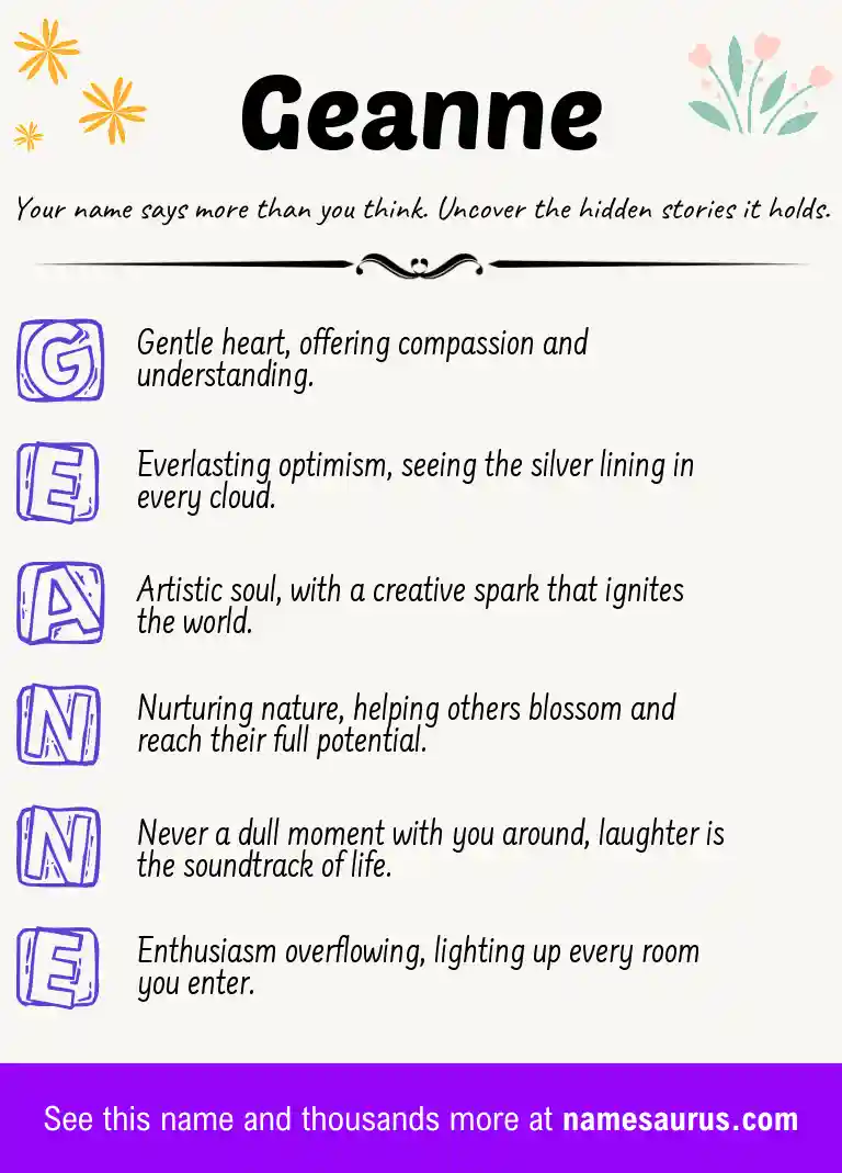 Acrostic poem about Geanne.