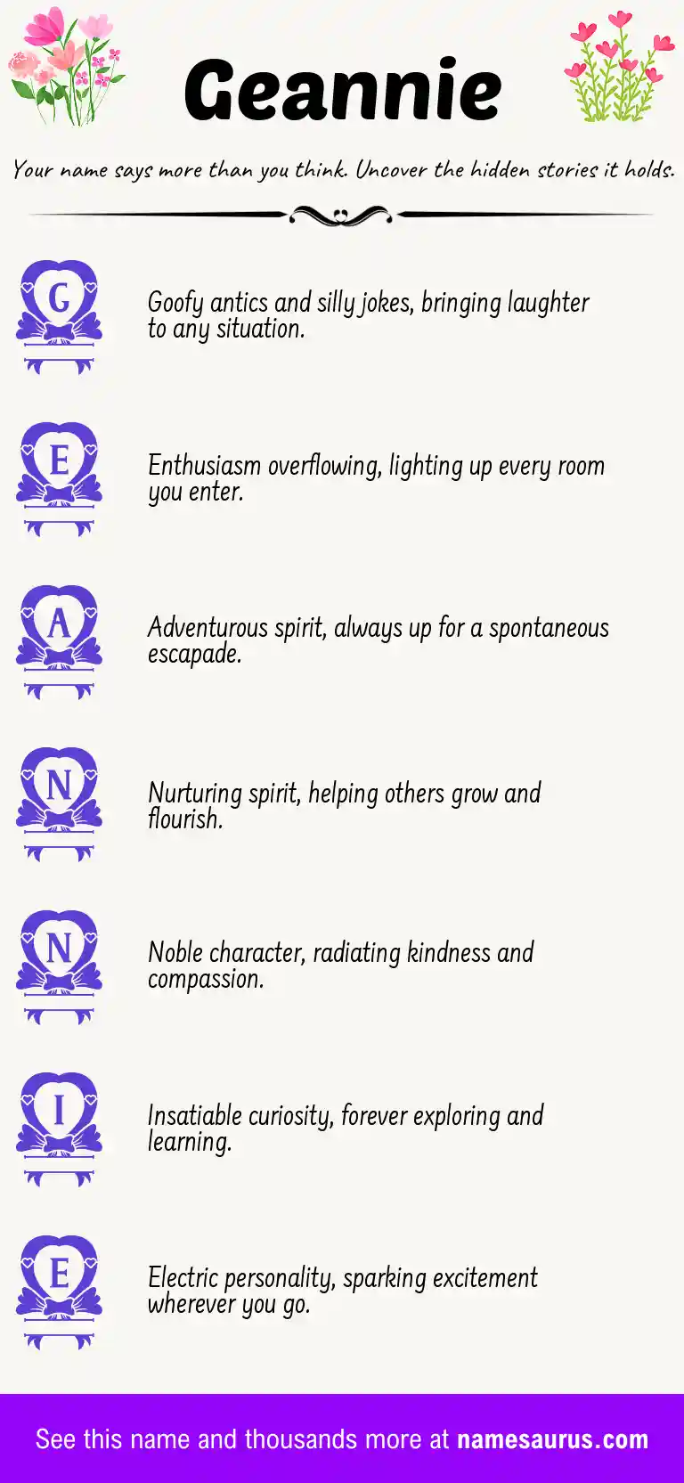 Acrostic poem about Geannie.