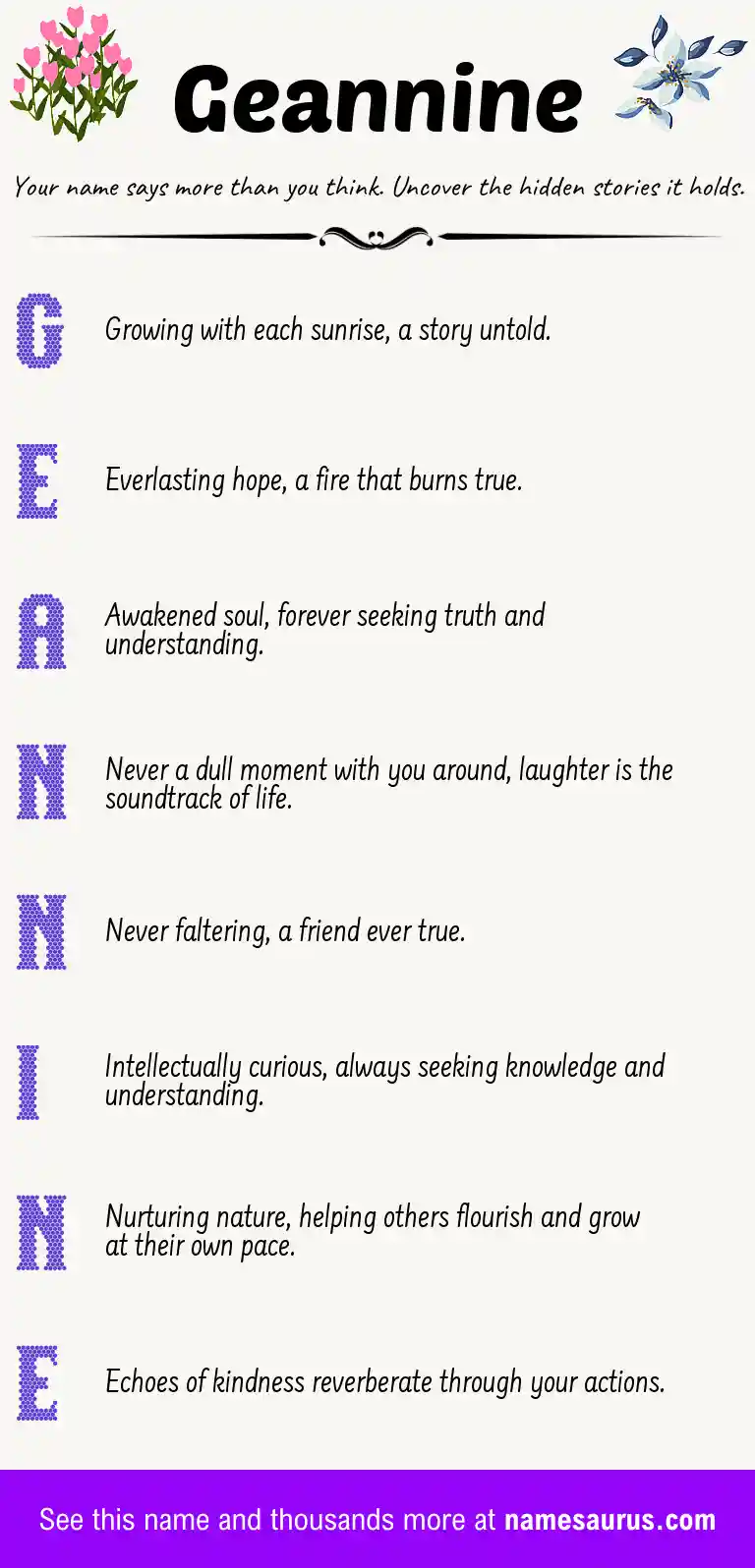 Acrostic poem about Geannine.