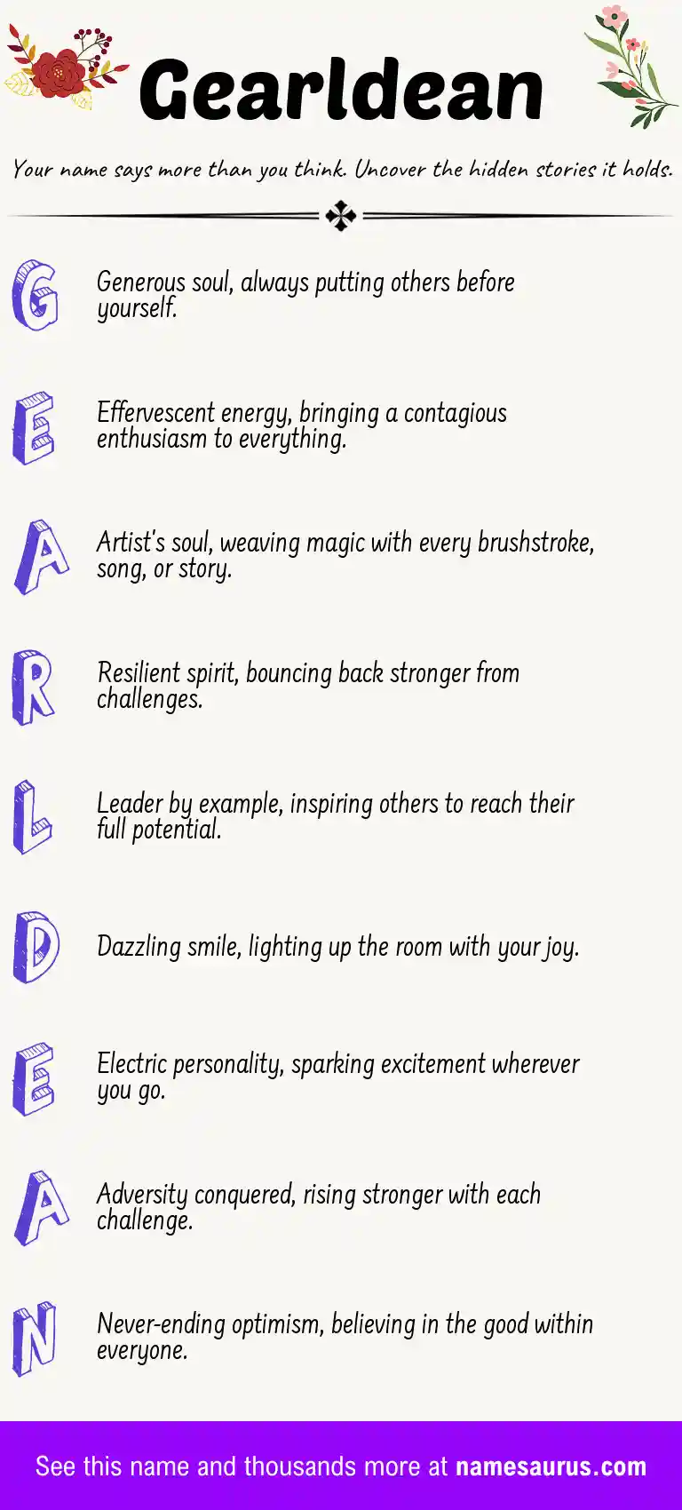 Acrostic poem about Gearldean.
