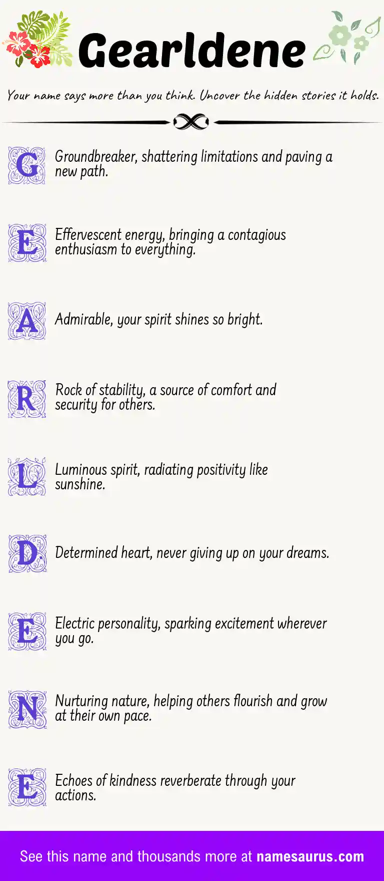 Acrostic poem about Gearldene.